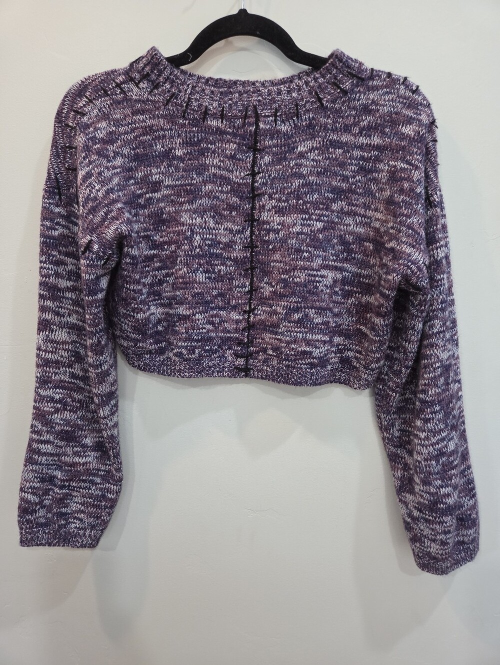 Hot Topic Monster Purple Crop Sweater Stitching Detail Girls SM Halloween